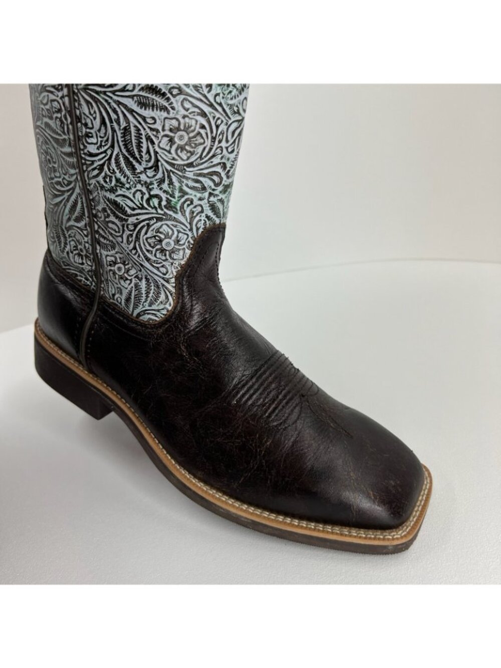 Twisted X Western Boots Womens Sz 9.5B Antibacterial Tooled Floral Leather Brown - Picture 11 of 13